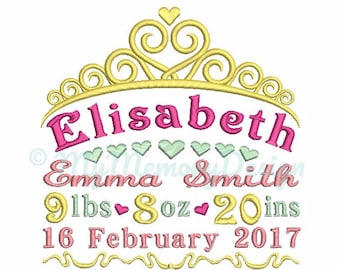 Girl Birth Announcement Template Embroidery Design - Newborn Subway art Embroidery - INSTANT DOWNLOAD - 4x4 5x7 6x10 size