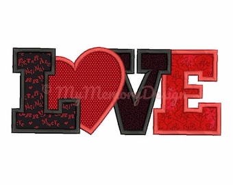 Love embroidery design - Valentine applique -Heart applique - Machine embroidery instant download file - 4x4 5x7 6x10 size