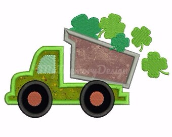 St. Patrick's Applique Design - St Patrick's Embroidery - Dump Truck Applique - Machine embroidery Instant download 4x4 5x7 6x10 size