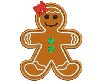 Girl Christmas Embroidery Design - Gingerbread Applique design - Christmas Applique - Santa design - Machine embroidery - 4x4 5x7 6x10 size