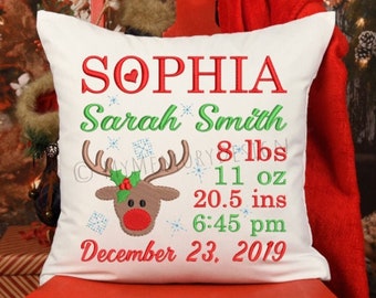 Christmas embroidery design, Birth announcement embroidery, Birth template machine embroidery, Baby embroidery, Reindeer , INSTANT DOWNLOAD