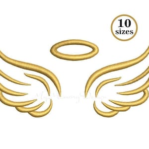 Angel Wings Embroidery Designs, Machine Embroidery Design, Instant download embroidery file, 10 sizes image 2