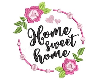 Home Sweet Home Embroidery Pattern, Kitchen embroidery design, Instant download, 5 sizes