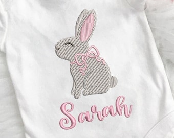 Cute Bunny girl with bow Easter machine  embroidery design , Animal fill mini embroidery, 6 sizes , INSTANT DOWNLOAD embroidery pattern