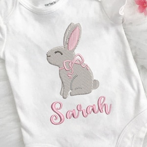 Cute Bunny girl with bow Easter machine  embroidery design , Animal fill mini embroidery, 6 sizes , INSTANT DOWNLOAD embroidery pattern