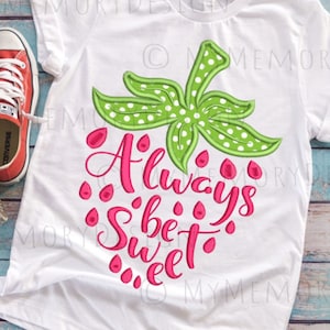 Strawberry embroidery design, Girl embroidery, Summer embroidery, Fruit embroidery, Baby embroidery, Machine embroidery design, 4x4 5x7 6x10