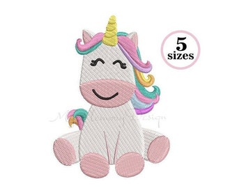 Cute Baby Unicorn Embroidery Design, Horse embroidery design, Machine Embroidery, Instant download, 5 sizes