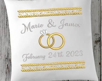 Wedding Ring Cushion Embroidery Design, Customized, Wedding Ring Pillow, Machine Embroidery Design, 4x4, 5x7, 6x10