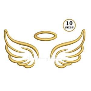 Angel Wings Embroidery Designs, Machine Embroidery Design, Instant download embroidery file, 10 sizes image 1