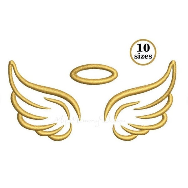 Angel Wings Borduurontwerpen, Machine Borduurontwerp, Instant download borduurbestand, 10 maten