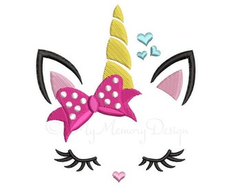 Unicorn face embroidery Design, Cute Unicorn Design, Girly Unicorn Embroidery Design, Machine Embroidery, 3 Sizes, INSTANT DOWNLOAD