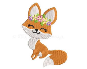 Cute Baby Fox Embroidery Design, Animal Embroidery Design, Machine embroidery design, Instant download, 5 sizes