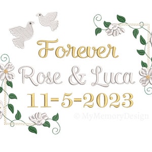Wedding frame embroidery design, Wedding monogram frame TEMPLATE, Ring cushion , Bridal gift, Floral frame, INSTANT DOWNLOAD, 3 sizes