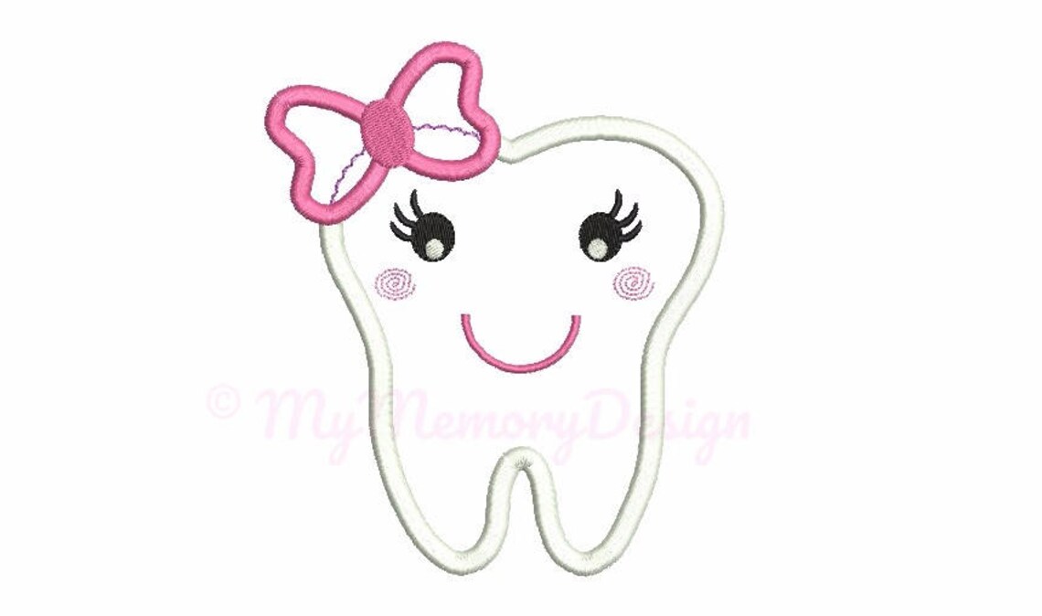 Tooth Embroidery Design - Footh Applique Design, Tooth Fairy Embroidery ...