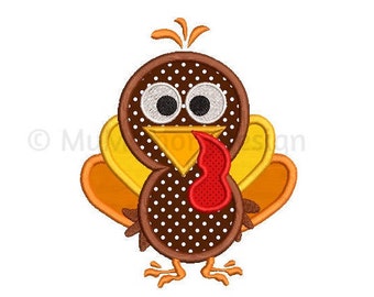 Turkey Embroidery Design - Turkey applique design - Thanksgiving design - Machine embroidery design - INSTANT DOWNLOAD 5x7 6x10 sizes