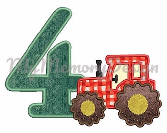 Birthday Embroidery Design - Birthday  applique - Tractor embroidery - Machine embroidery pattern - INSTANT DOWNLOAD- 4x4 5x7 6x10