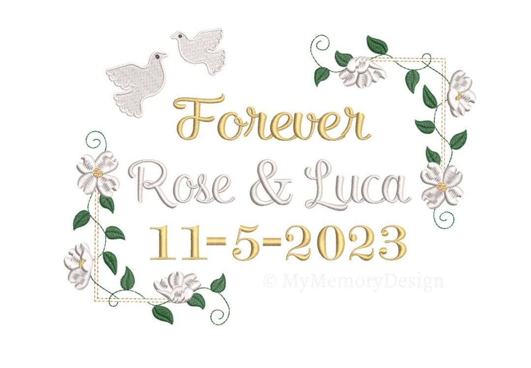 Wedding Frame Embroidery Design, Wedding Monogram Frame TEMPLATE, Ring ...