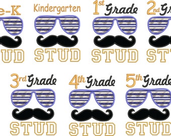 Set of School embroidery designs , Back to school embroidery, Kindergarten embroidery, 1st - 5th GRADE Machine embroidery , Instant download