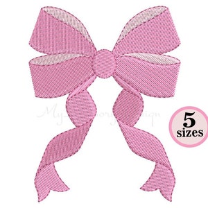 Bow embroidery design, Girls embroidery design, Ribbon machine embroidery design, Instant download, 5 sizes