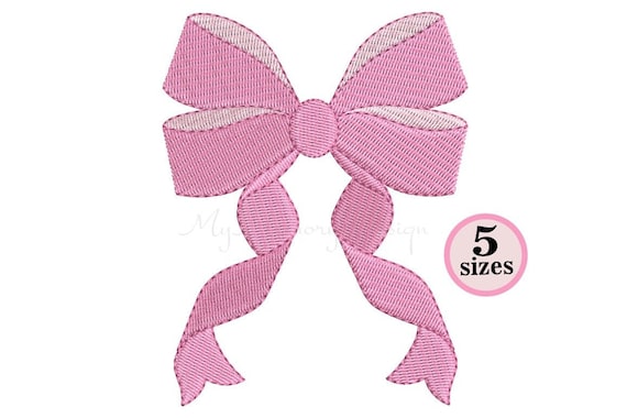 Bow embroidery design, Girls embroidery design, Ribbon machine embroidery design, Instant download, 5 sizes