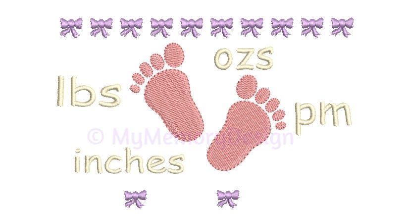 Girl Birth Announcement Embroidery Design Birth Template - Etsy