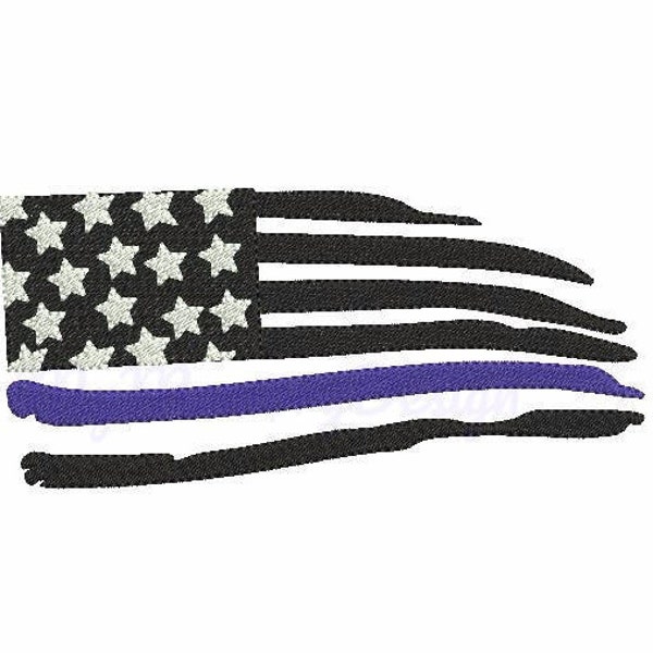 Thin blue line embroidery design, American flag embroidery, Police embroidery design ,Machine embroidery design,  INSTANT DOWNLOAD, 3  sizes