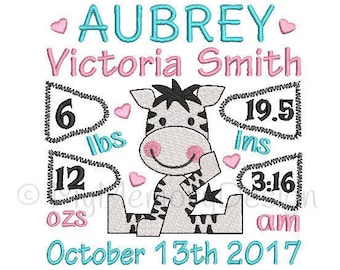 Birth announcement embroidery design, Baby embroidery, Machine embroidery design, Little sister, Baby shower, INSTANT DOWNLOAD 4x4 5x7 6x10