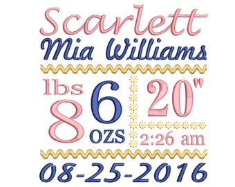 Baby Birth Subway art template embroidery design- Birth announcement template design - INSTANT DOWNLOAD - 4X4 5X7 6X10 size