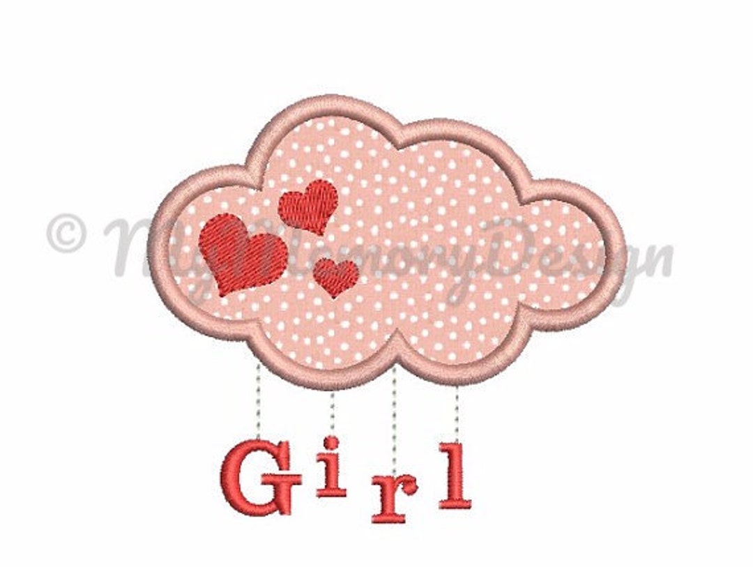 Baby Girl Applique Design Cloud Embroidery New Baby Embroidery Baby