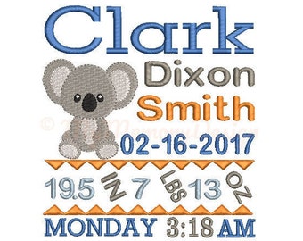 New Baby Birth announcement embroidery design - Birth template machine embroidery Baby design - INSTANT DOWNLOAD 4x4 5x7 6x10 sizes