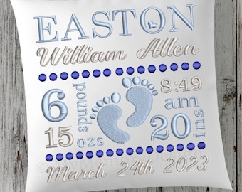 Birth announcement embroidery pattern, Personalized baby shower gift machine embroidery design, Baby feet design