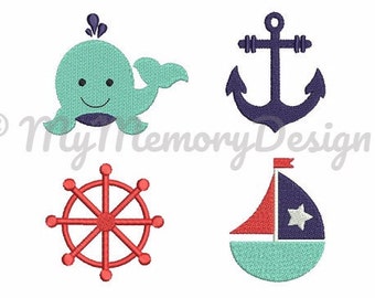 Nautical embroidery design fill stitch mini embroidery set - Sailor embroidery- Baby embroidery - Machine embroidery -INSTANT DOWNLOAD