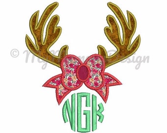 Antler embroidery design - Antler  Applique  Design - Deer Applique design - Deer Split Applique Design - Monogram - Machine Embroidery