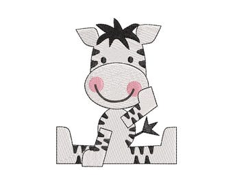 Baby Zebra Embroidery Design, Cute Animal Embroidery Design , Machine embroidery design , INSTANT DOWNLOAD, 6 SIZES