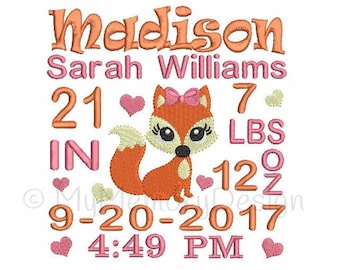 Personalized Birth Announcements for Lincoln and for Charlotte and for Kate - 7.5 ins tall - pes format
