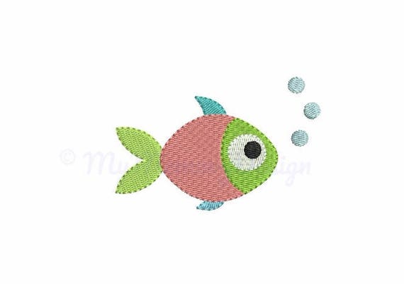 Cute Little Fish Embroidery Design, Animal Embroidery Design, Embroidery  for Boys, Fishing Machine Embroidery Design, DIGITAL FILE, 6 Sizes 