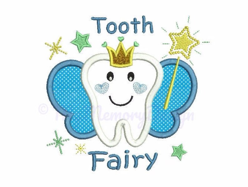 Set of 2 - Tooth Fairy Embroidery Design - Tooth Applique - Machine ...
