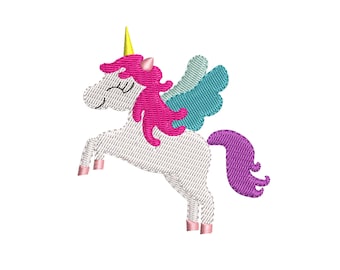Unicorn girl Embroidery Design - Animal embroidery design, Cute unicorn design - INSTANT DOWNLOAD, 4 size