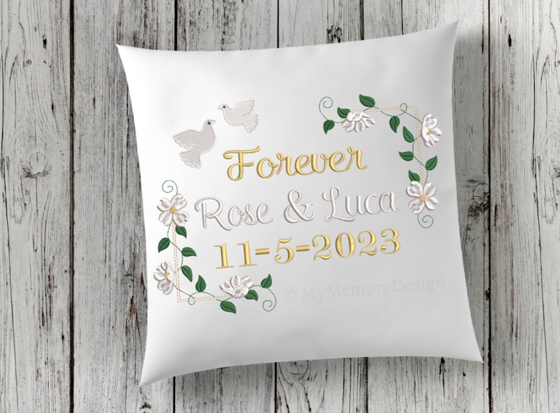 Wedding Frame Embroidery Design, Wedding Monogram Frame TEMPLATE, Ring ...