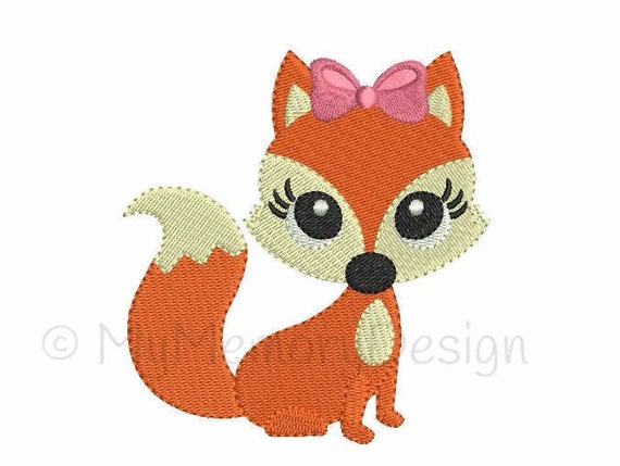 Mignon Renard Motif De Broderie Machine Pes Bebe Fille Etsy