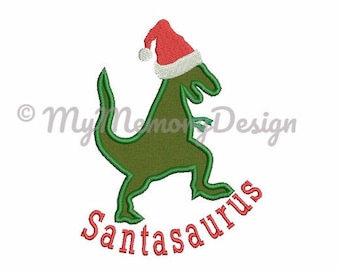 Christmas Dinosaur Embroidery Design - Christmas Boy Applique Design - Dino Applique - Machine embroidery design - INSTANT DOWNLOAD - 3 SIZE