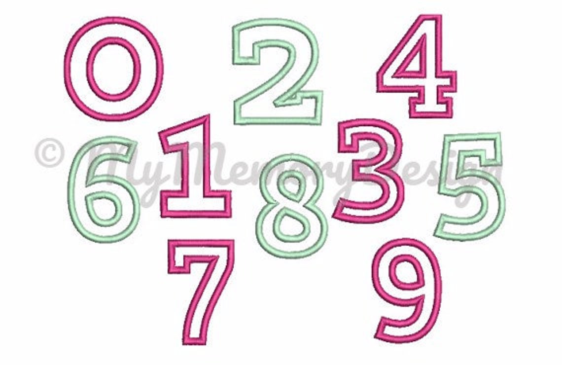 Numbers Applique Design Applique Numbers Embroidery Design Etsy