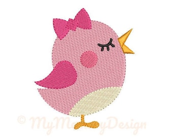 Cute Girl Bird Embroidery Design , Animal embroidery design,  Machine embroidery design, INSTANT DOWNLOAD, 5 SIZES