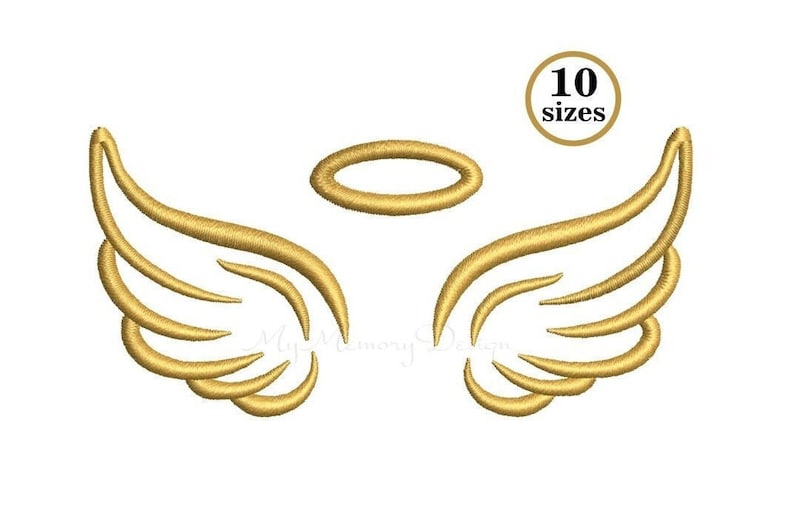 Angel Wings Embroidery Designs, Machine Embroidery Design, Instant download embroidery file, 10 sizes image 2