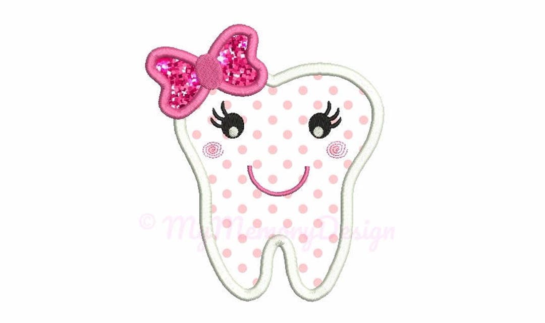 Tooth Embroidery Design - Footh Applique Design, Tooth Fairy Embroidery ...