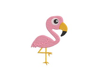 Flamingo embroidery design - Mini embroidery design - Summer embroidery, Cute animal embroidery, Machine embroidery design, INSTANT DOWNLOAD