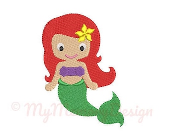 Cute Mermaid  Girl Machine Embroidery Design, Princess Embroidery Design,  Machine embroidery design, INSTANT DOWNLOAD, 6 size