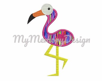 Flamingo applique design - Flamingo embroidery - Bird embroidery - Animal applique- Machine embroidery design - INSTANT DOWNLOAD