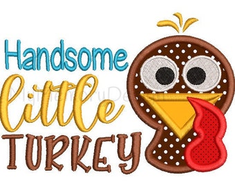 Handsome Little Turkey Embroidery Design - Thanksgiving design - Turkey applique - Machine embroidery design - INSTANT DOWNLOAD 4x4 5x7 6x10