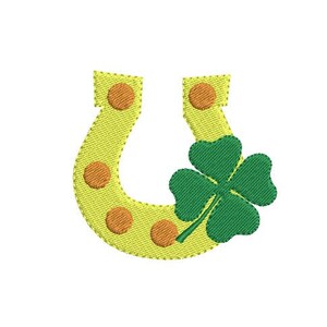 St. Patrick's Horseshoe Mini Filled Embroidery Design - Clover embroidery - St. Patricks day design - Machine embroidery file - 5 size